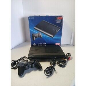 Sony PlayStation 3 PS3 Super Slim 500GB (CECH-4201C) w/ Controller & Cables